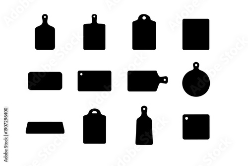 Solid minimal item cutting icons chopping board vector food prep icon