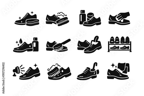 Vector generation footwear routine symbol simple icon lifestyle grooming image shoe process