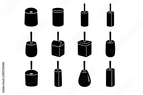 Closed icon generation discreet compact hygienic vertical canister simple image silhouette vector