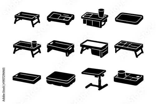 Neutral icon simple tray shapes wooden bedside generation vector material icons forms