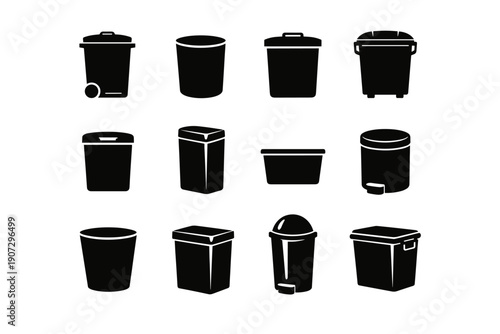 Image minimal bin icon waste kitchen cylindrical compact indoor simple generation vector