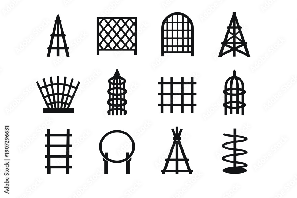 Naklejka premium Silhouette solid garden generation geometric image plant icon vector flat support simple