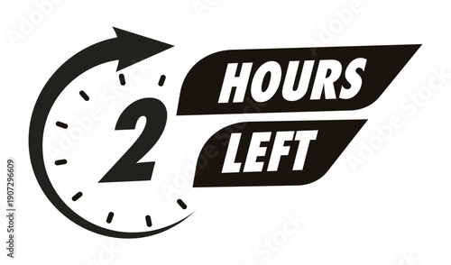 Timer 2 hours left with arrow watch sticker for promo offer, promotion, sale, social media post