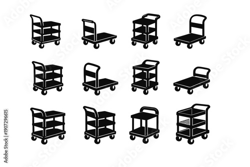 Vector grip rail ergonomic simple generation icon handle practical cart form design