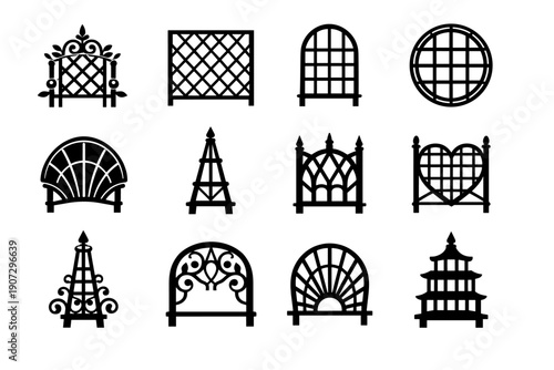 Image element trellis arched generation vector simple pattern design ornamental accent garden
