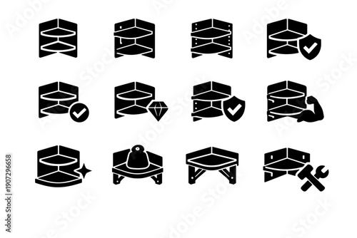 Dependable vector lasting corner shelf simple symbol solid generation icon sturdy construction
