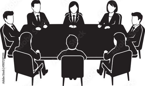 A group of business professionals sitting around a large conference table