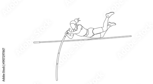 Female pole vaulter clearing the bar with agility and strength in a bright studio setting.