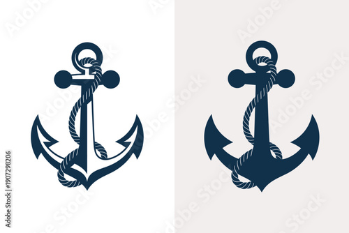 Nautical anchor design with rope details in a minimalist style