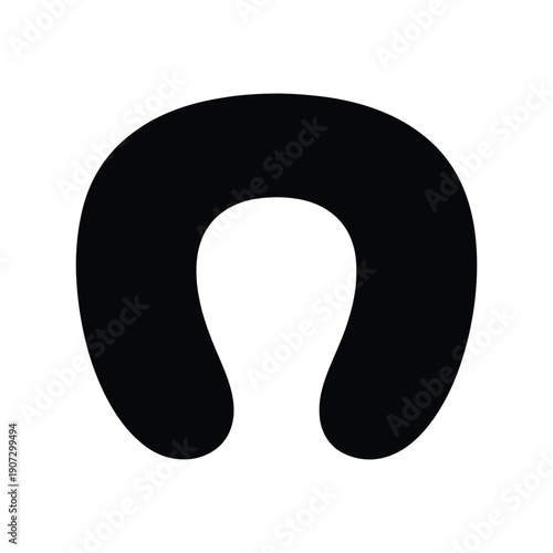 Solid Black Travel Neck Pillow Silhouette Icon Vector
