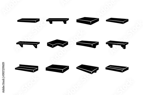 Clean solid icon vector ledge home wall image item generation simple decorative