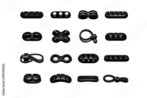 Durable generation rubber simple geometry vector image solid holder cable icon item