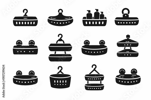 Bathroom shape utility caddy black image icon flat vector silhouette accessory generation