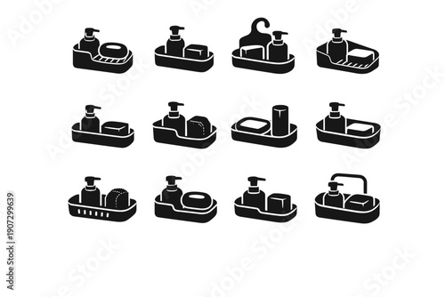 Image sink geometry generation hygiene icon soap portable vector design caddy simple