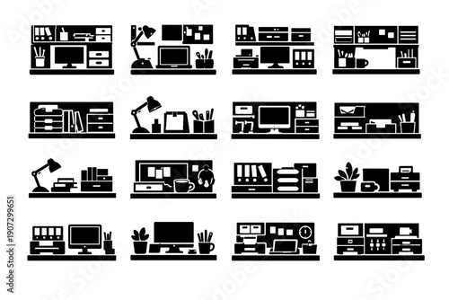 Document generation setup functional simple desk supply image flow vector efficiency storage