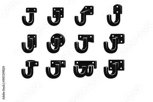 Wall image accessory icon industrial vector hardware silhouette steel hanger simple generation