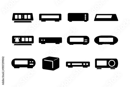 Vector electronic monitor icon icons smart device compact utility time clock clean