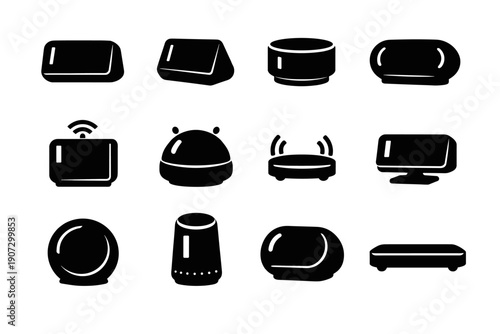 Generation accessory desk icon element simple tabletop solid modern image connected vector