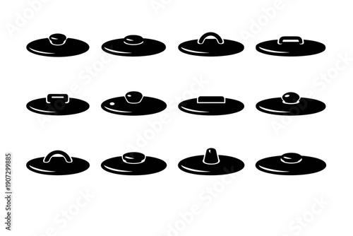 Lid compact modern simple tool silhouette generation cover icon image efficient vector