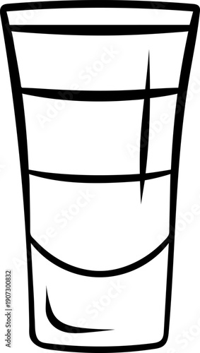 Alcoholic cocktail B-52, simple black and white icon. Doodle and sketch style layered shot for bar menu or party design