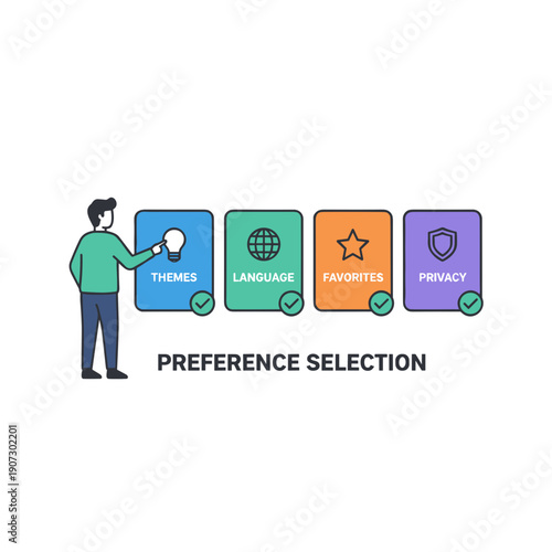 User preference selection and personalization options concept