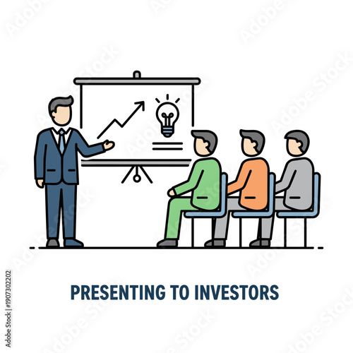 Presenting business idea to investors and startup pitching concept