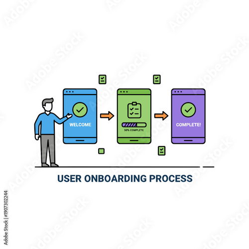 User onboarding process and app introduction concept