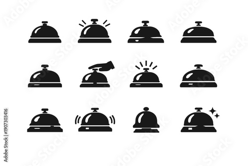 Solid generation icon notification simple silhouette metal service bell receptionist dome vector