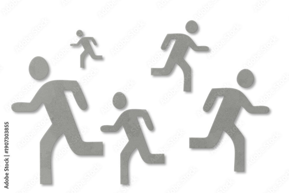 Fototapeta premium Running stick figures symbolizing movement and competition