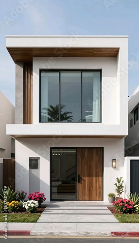 Wallpaper Mural modern house with flowers Torontodigital.ca