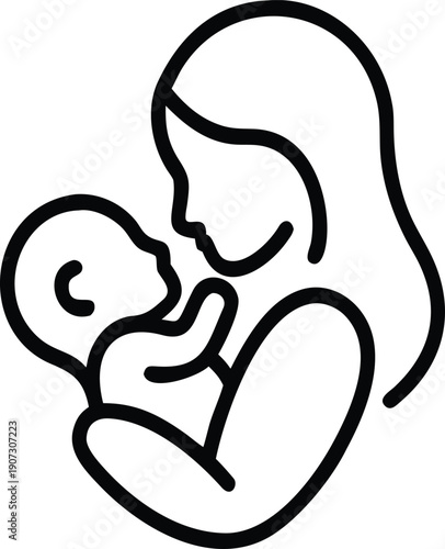 Minimalist silhouette of mother cradling baby in womb