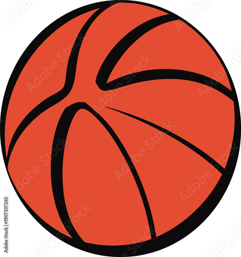Orange basketball with black lines sports