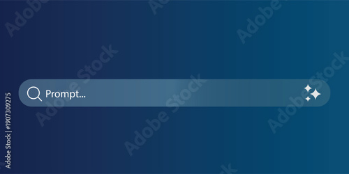 Search Bar on a blue backdrop: A minimalistic search bar design on a dark blue gradient backdrop. The search bar beckons the user to input a prompt, represented by the Prompt... placeholder.