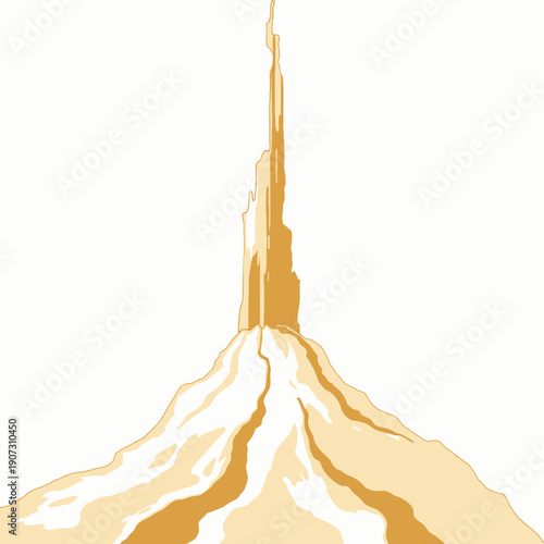 Vibrant Rainbow Eruption from Majestic Snow-Covered Mountain Peak Reaching Towards a Clear Blue Sky with Splendid Colorful Display