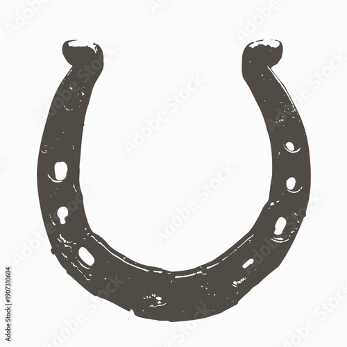 Rustic Horseshoe on White Background Showing Age and Wear with Detailed Corrosion and Patina for Historical Context and Equine Symbolism