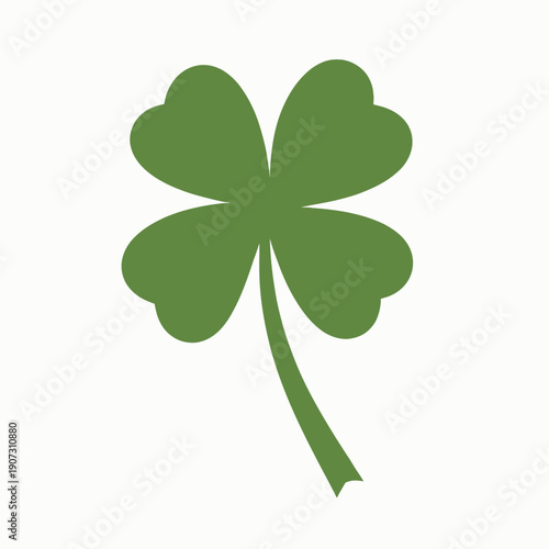 Illustration of a Four-Leaf Clover Symbolizing Luck and Prosperity on a Plain White Background with Simple and Elegant Design