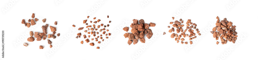 Fototapeta premium Volcano Stone Isolated, Red Volcanic Pumice, a Cold Piece of Lava, Basalt Extrusive Igneous Rock
