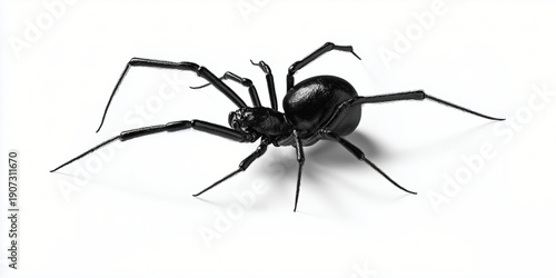 A close-up view of a black spider crawling on the surface