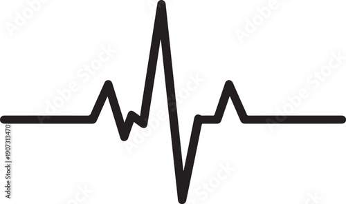 Black Heartbeat Line ECG Waveform Isolated on White Background Vector Illustration