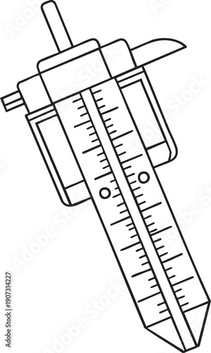 Precision vernier caliper outline illustration for accurate measurement and industrial engineering design projects
