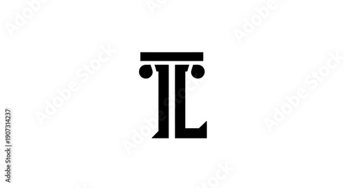 Vector illustration of a temple column with a wall inscription featuring a set of furniture icons including a 3D metal stool and office chair design objects