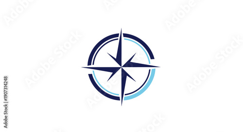 This nautical compass rose flower vector illustration features a star design symbol for map navigation, marking north and south directions for world travel and sea adventure