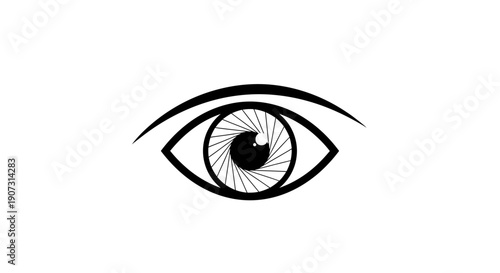 A detailed human eye vector illustration featuring a beautiful woman's iris, eyelashes, and eyebrow as a symbolic vision icon for art and optic design