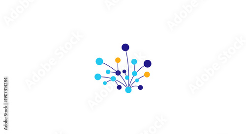 A colorful 3D illustration of blue candy flowers on a white background features a circular vector design that serves as a decorative symbol or medicine sign