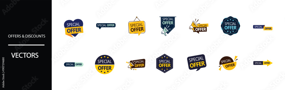 Fototapeta premium Collection of special offer vector badges for marketing campaigns