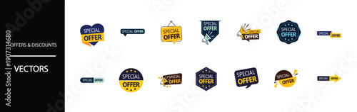Collection of special offer vector badges for marketing campaigns