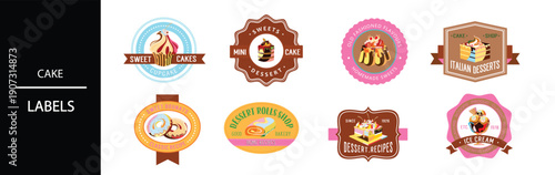 Vibrant dessert labels for sweet treats and baked goods