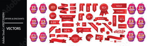 Vibrant discount labels for big sale promotions and offers