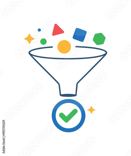 Strategic constraint design and intentionally limiting options to improve decision quality, a narrow funnel guiding one clean element forward from scattered