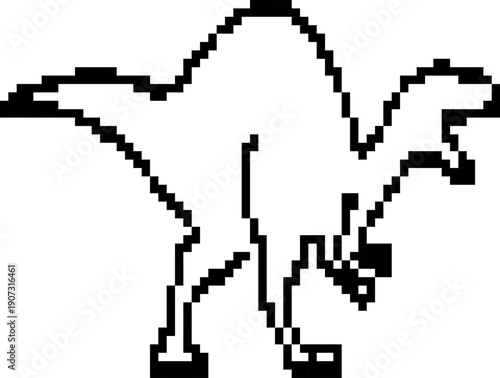 Dinosaur 8-bit pixel icon. Vector illustration.